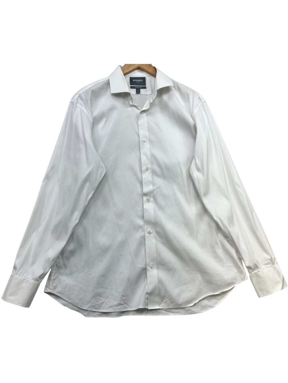 Bonobos Men's Tailored Slim Fit Dress Shirt Long Sleeve Stretch Size 17/36 White